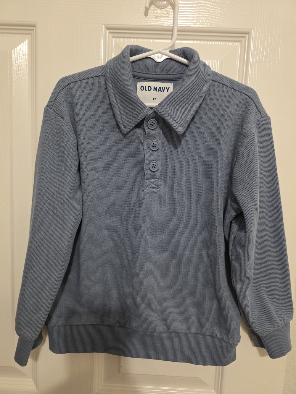 Old Navy Boys Long Sleeve Button Polo in Dusty Blue